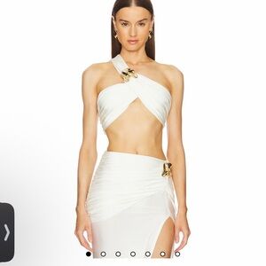 Michael Costello x Revolve Magnolia Ivory Bralette Top Gold Hardware